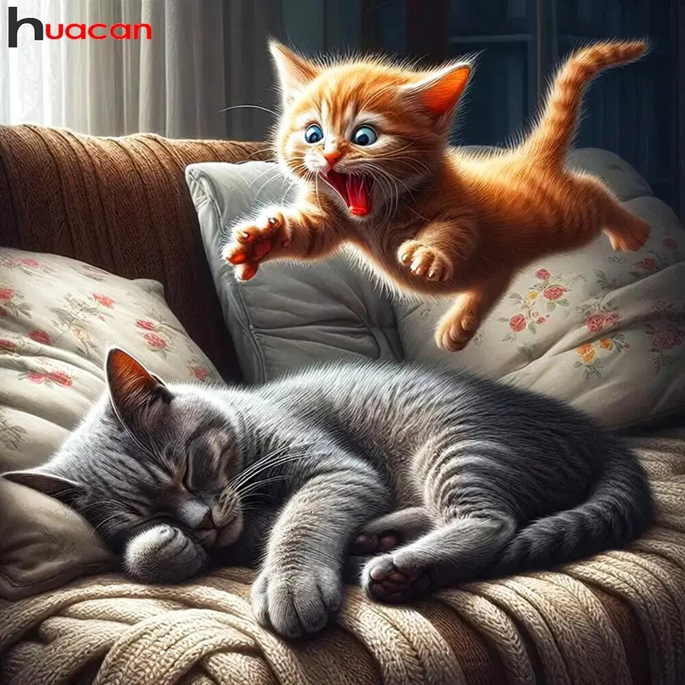 Pounce & Snooze Cats Diamond Painting Kit