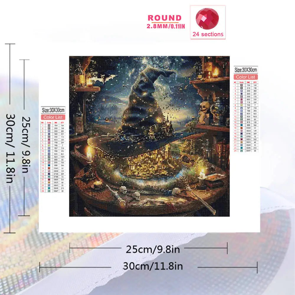 Enchanted Study Wizard Hat Diamond Painting Kit