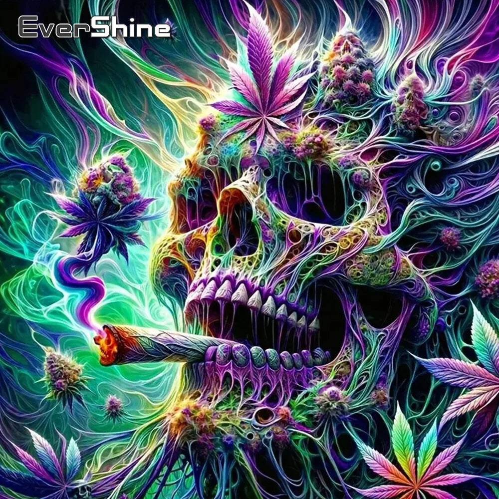 Electric Afterlife – Neon Skull Diamond Painting Kit