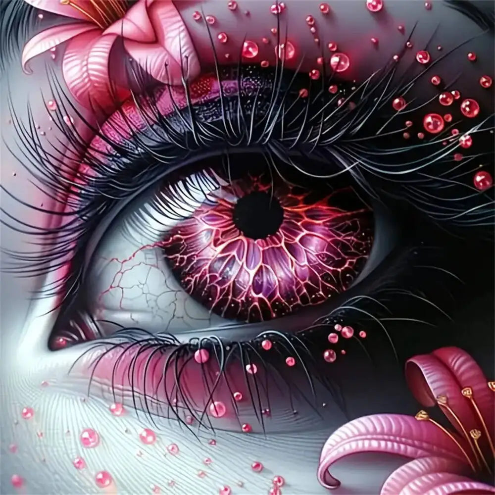Crimson Gaze – Floral Eye Diamond Painting Kit