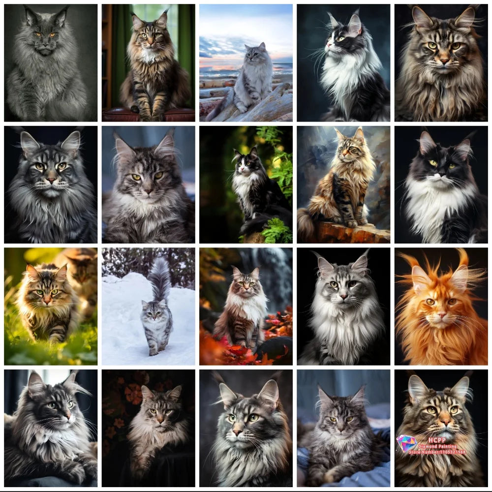 Majestic Maine Coons – Cat Diamond Painting Collection