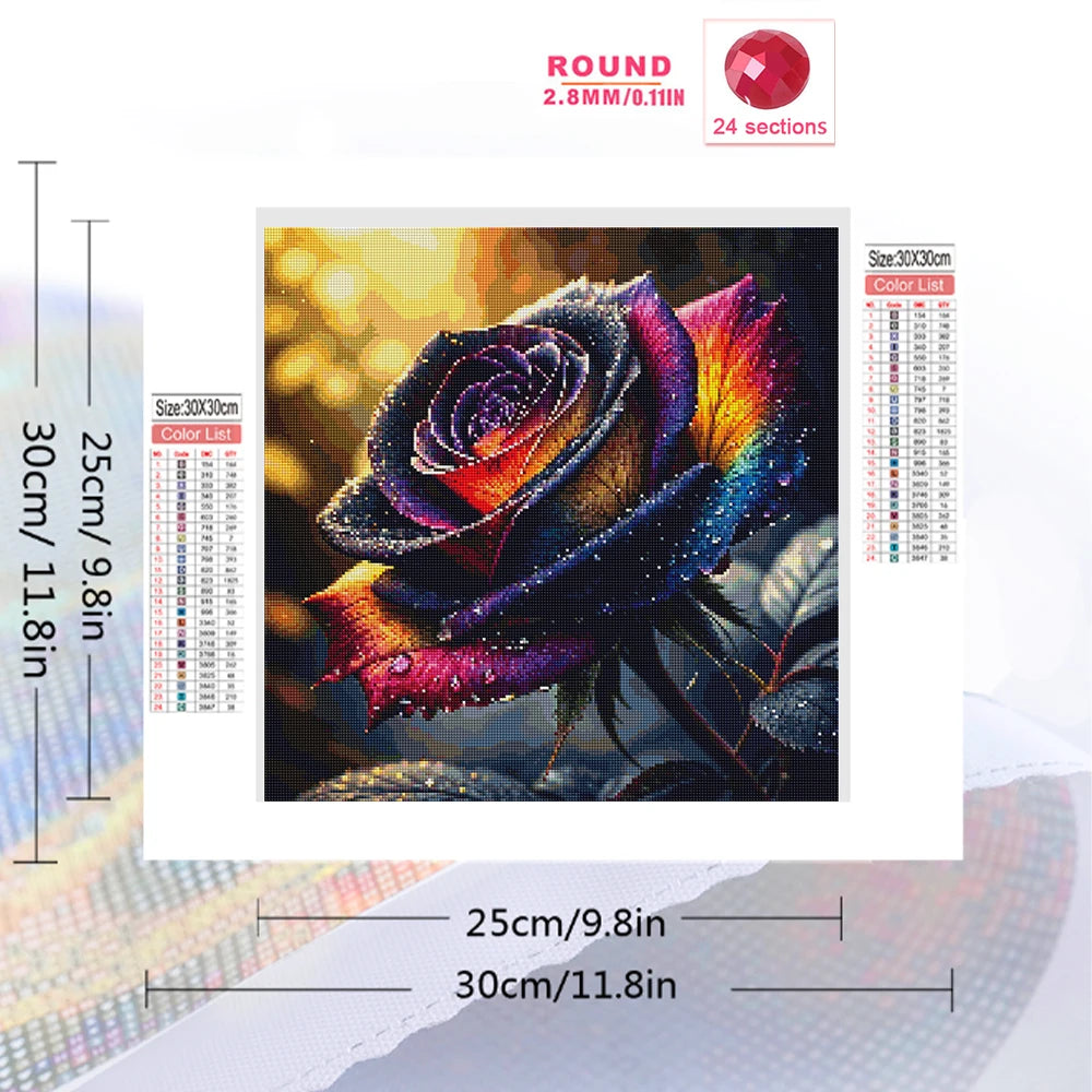 Spectrum Bloom – Rainbow Rose Diamond Painting Kit