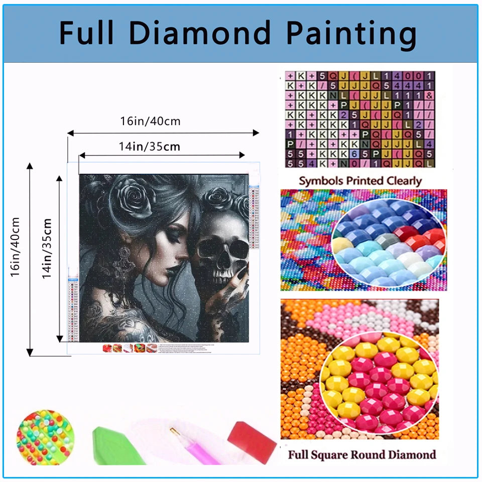 Black Rose Gothic Woman Diamond Painting Kit