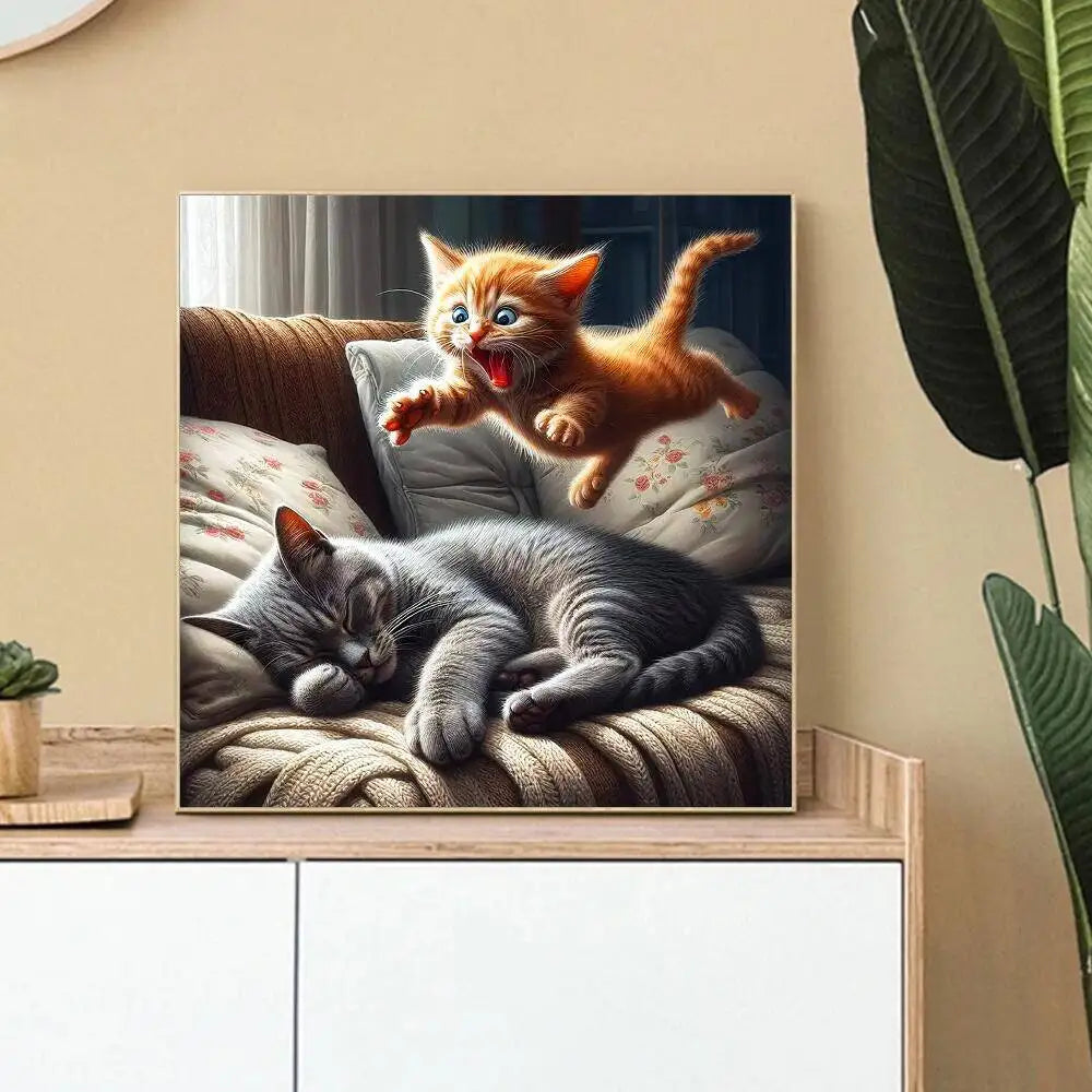Pounce & Snooze Cats Diamond Painting Kit