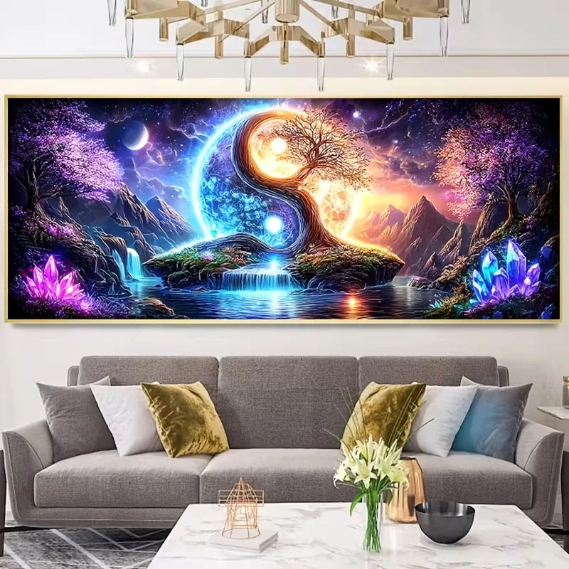 Cosmic Balance – Yin Yang Tree Diamond Painting Kit