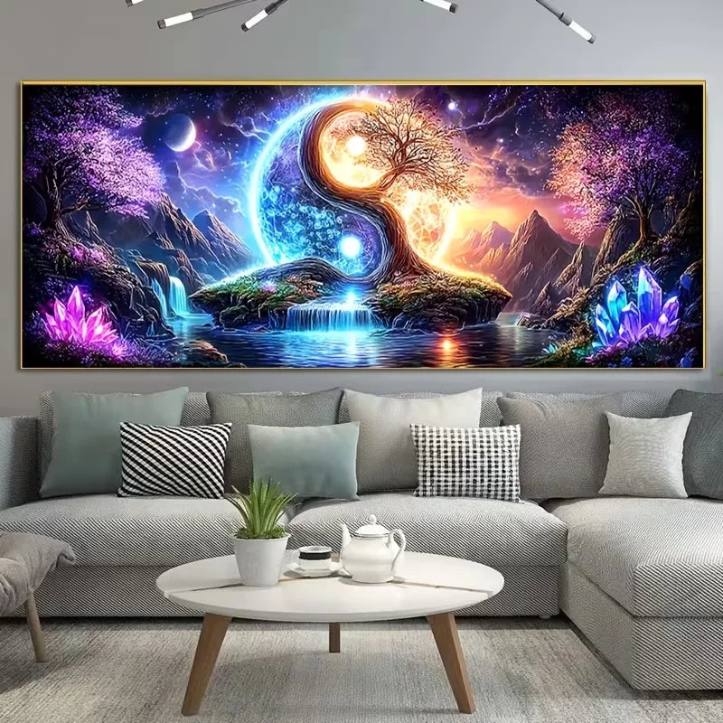 Cosmic Balance – Yin Yang Tree Diamond Painting Kit