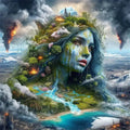 Cascading Muse – Abstract Portrait Diamond Painting Kit