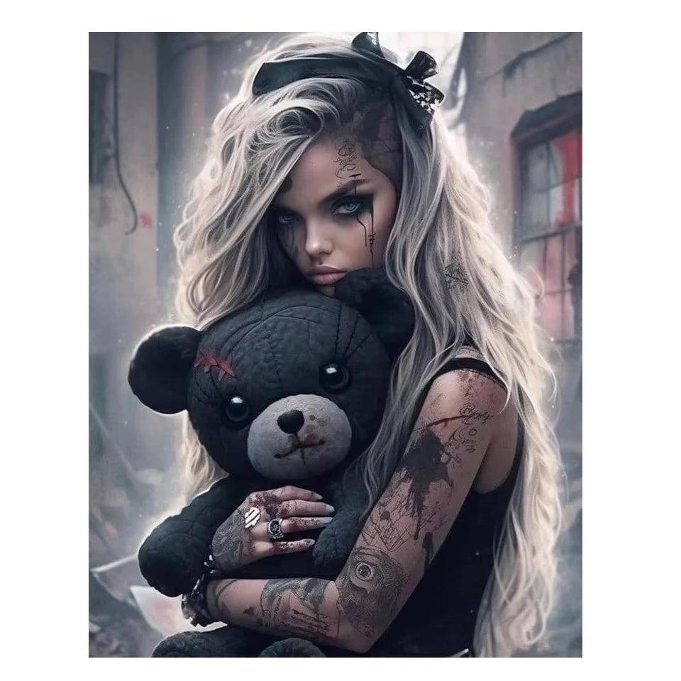 Dark Companions – Gothic Girl & Teddy Collection Diamond Painting Kit