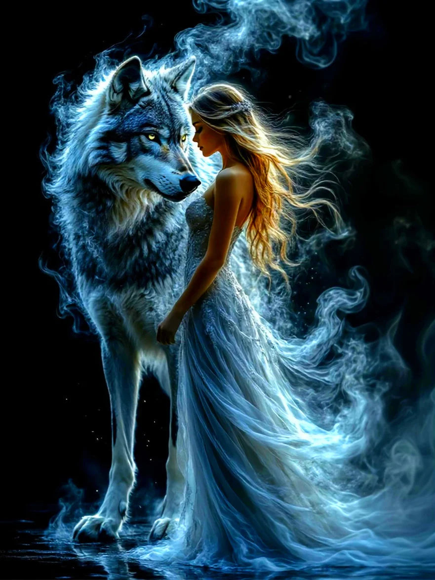 Wolf Spirit – Woman & Wolf Diamond Painting Kit