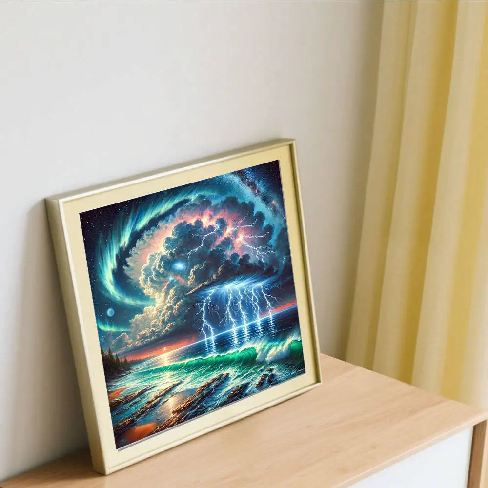 Tempest Tide – Lightning Seascape Diamond Painting Kit
