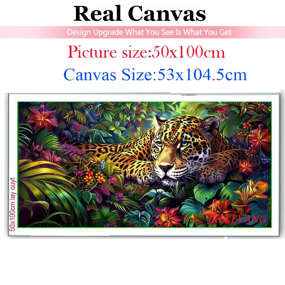 Jungle Bloom Leopard Diamond Painting Kit
