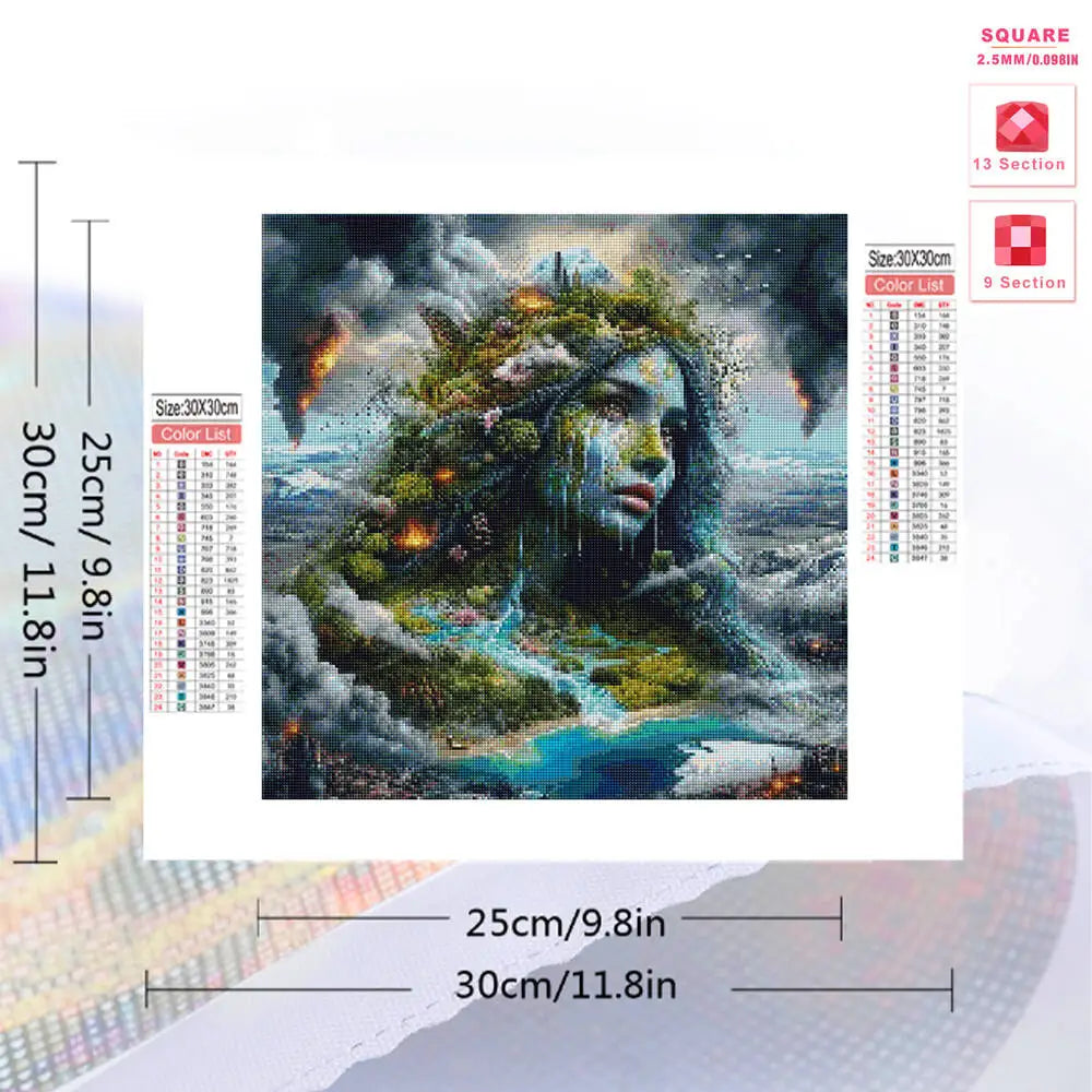 Cascading Muse – Abstract Portrait Diamond Painting Kit