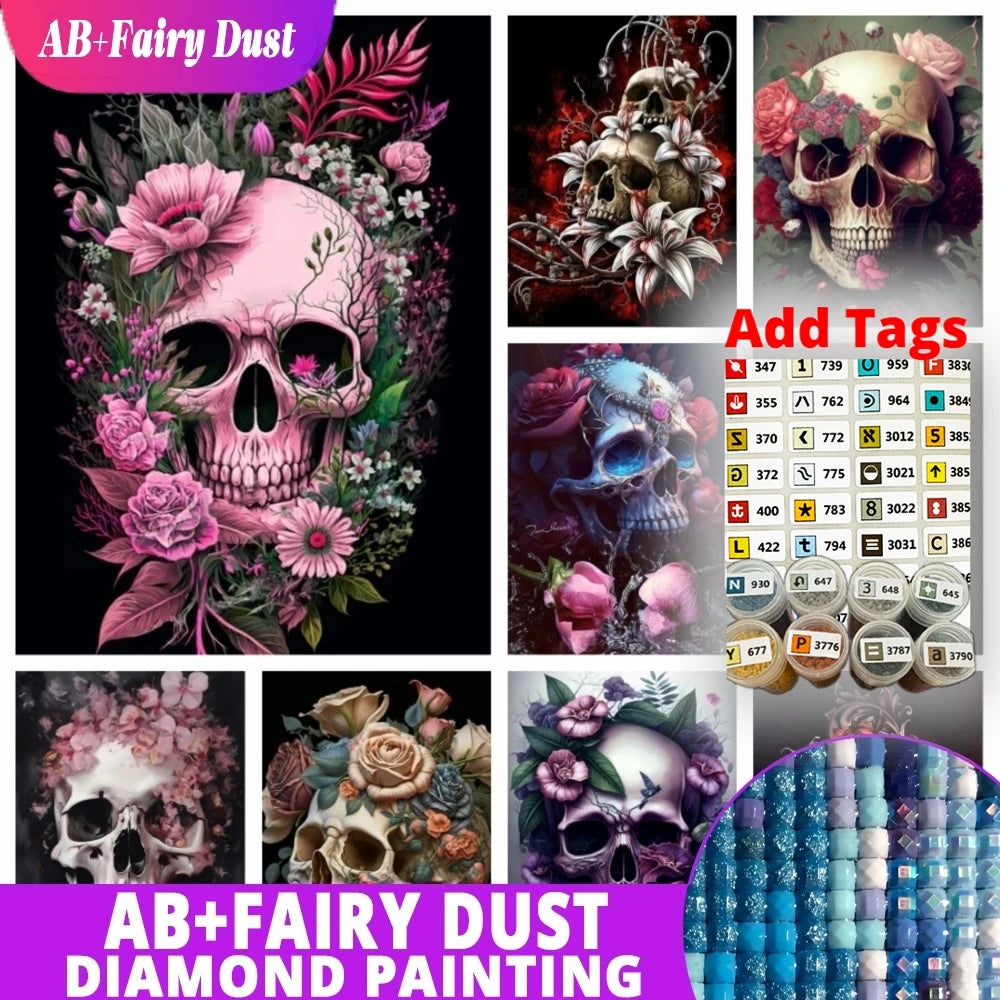 Sugar Skull Blooms – AB & Fairy Dust Diamond Painting Collection