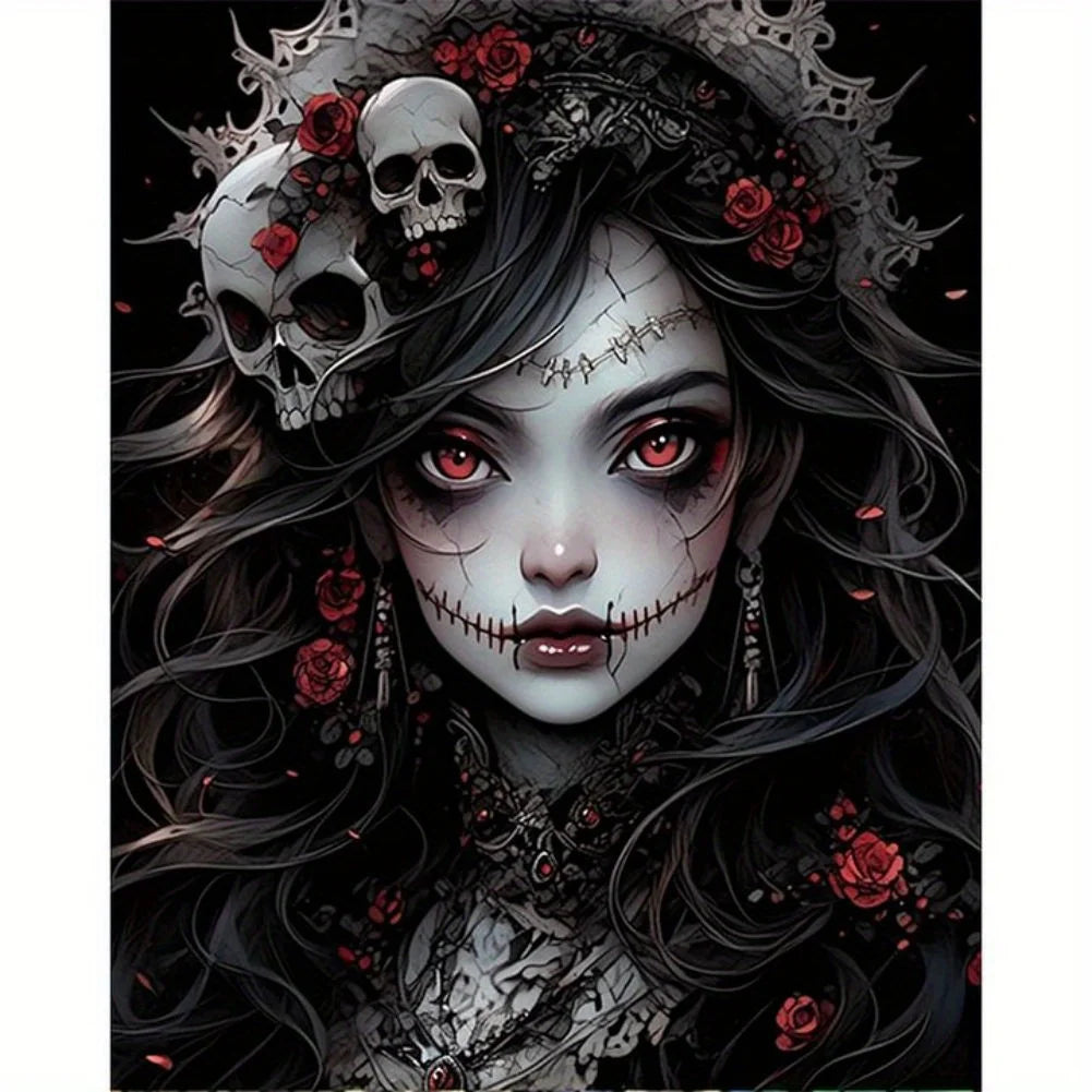 Midnight Marigold – Gothic Portrait Diamond Painting Kit