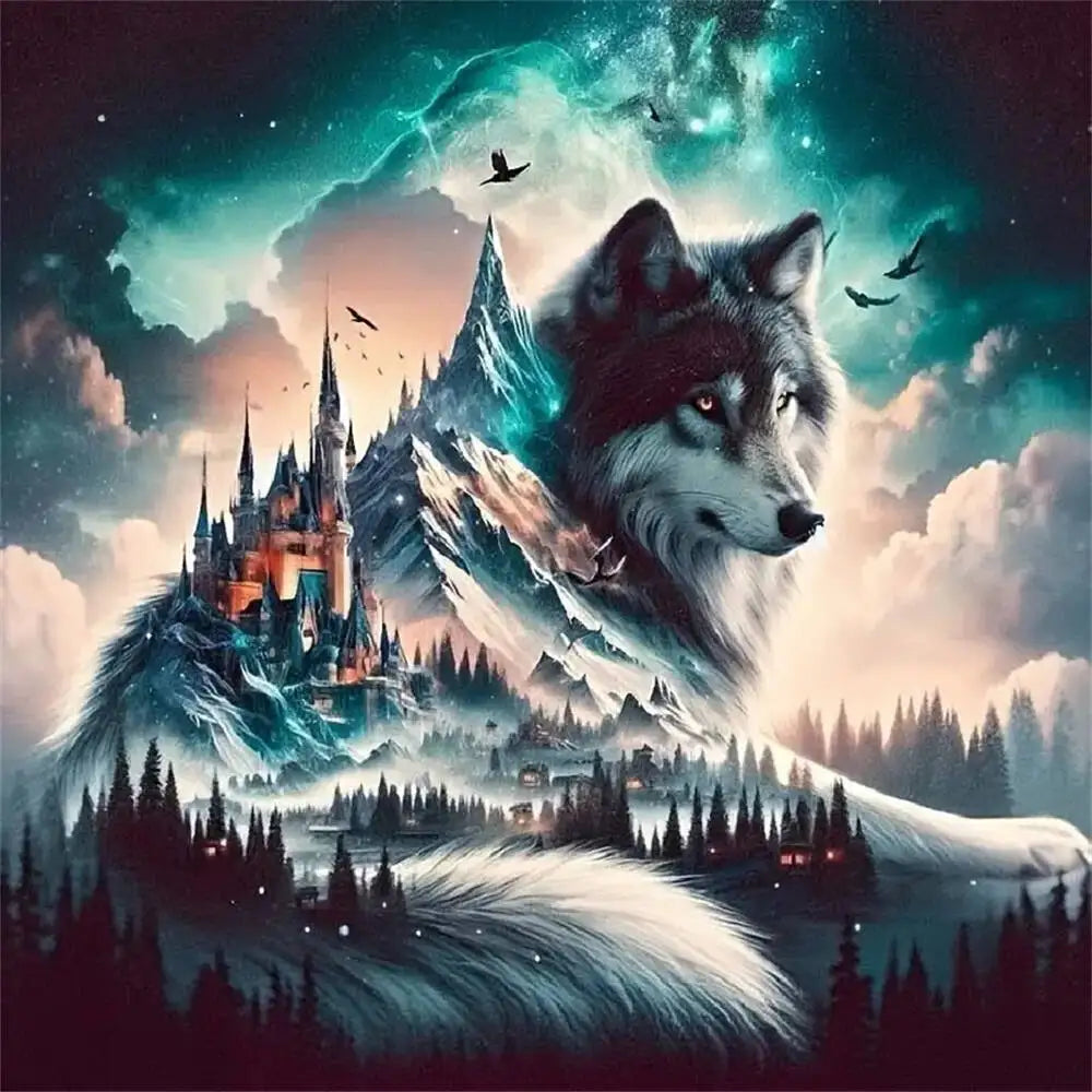 Castle Guardian Wolf Diamond Painting Kit