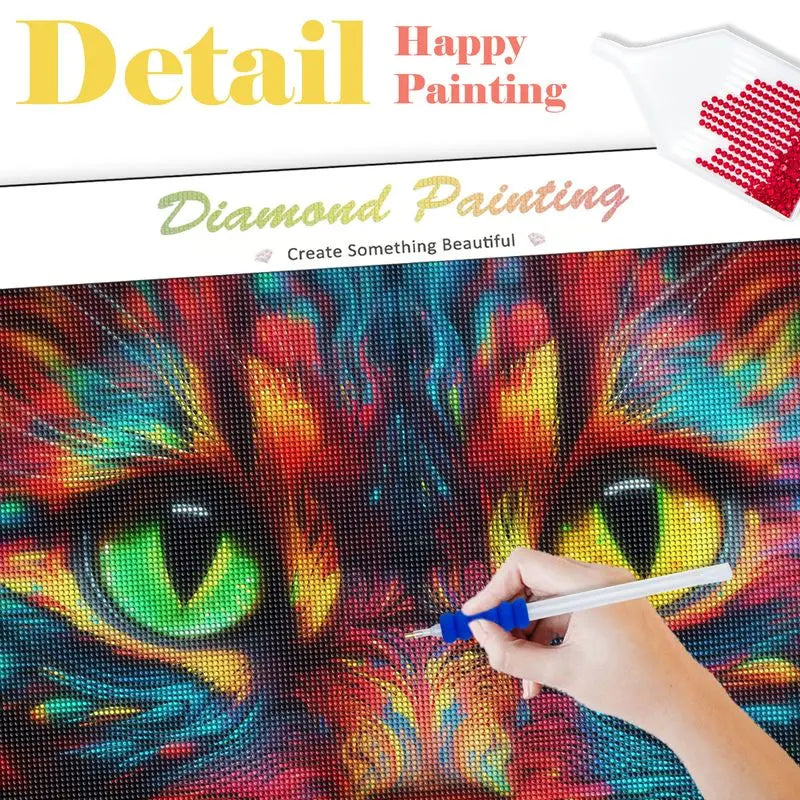 Neon Whiskers Cat Diamond Painting Kit
