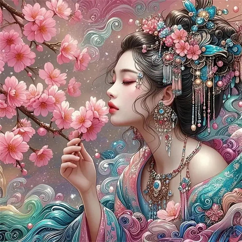 Blooming Grace Floral Portrait Diamond Painting Kit