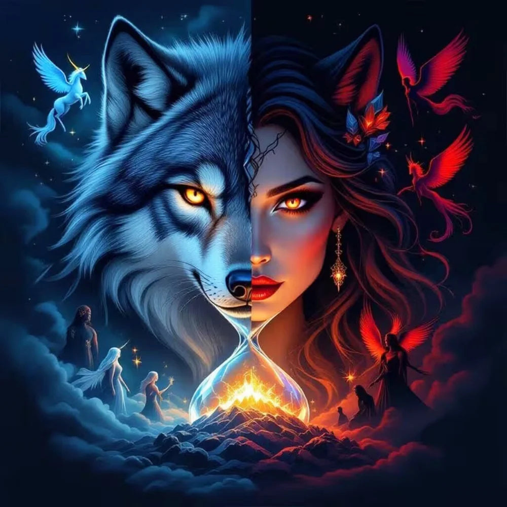 Moonfire Wolf & Maiden Diamond Painting Kit