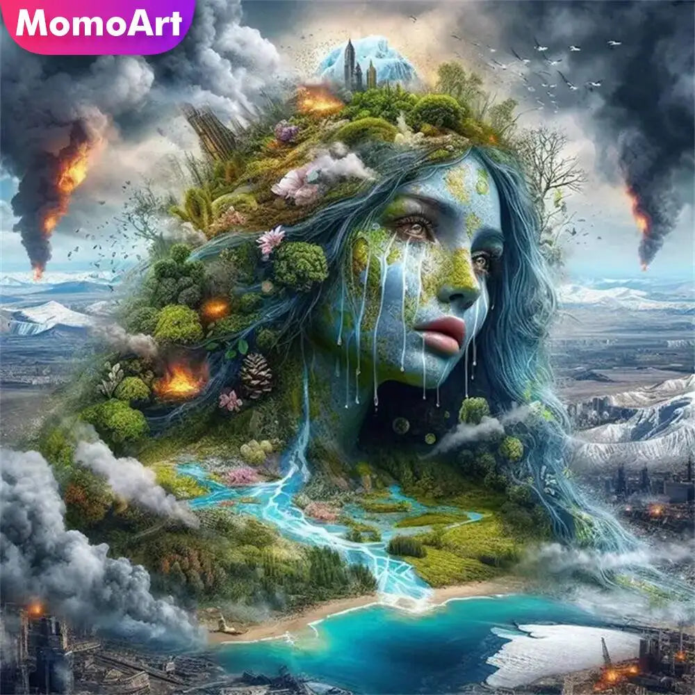 Cascading Muse – Abstract Portrait Diamond Painting Kit