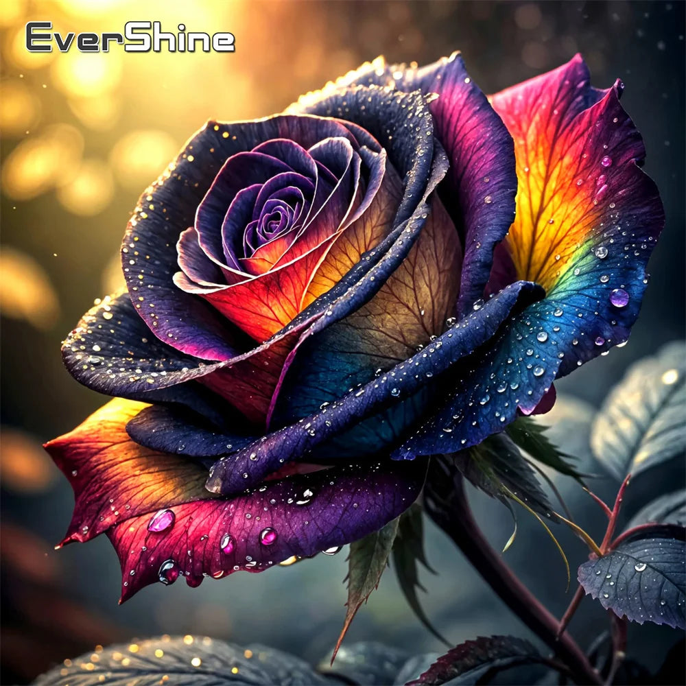 Spectrum Bloom – Rainbow Rose Diamond Painting Kit
