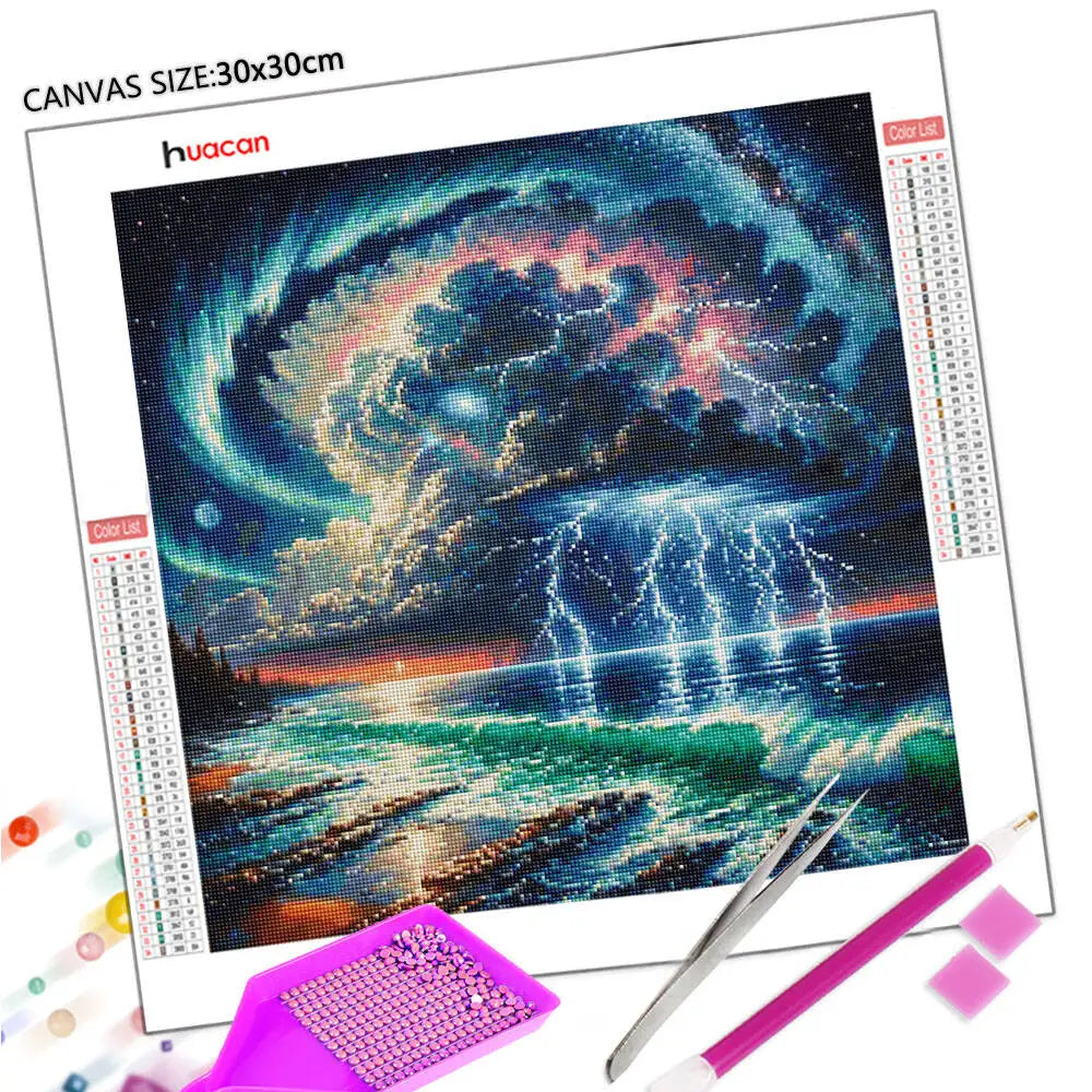 Tempest Tide – Lightning Seascape Diamond Painting Kit