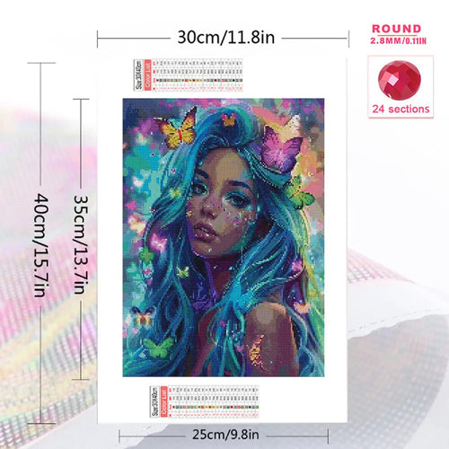 Butterfly Daydream – Colorful Portrait Diamond Painting Kit