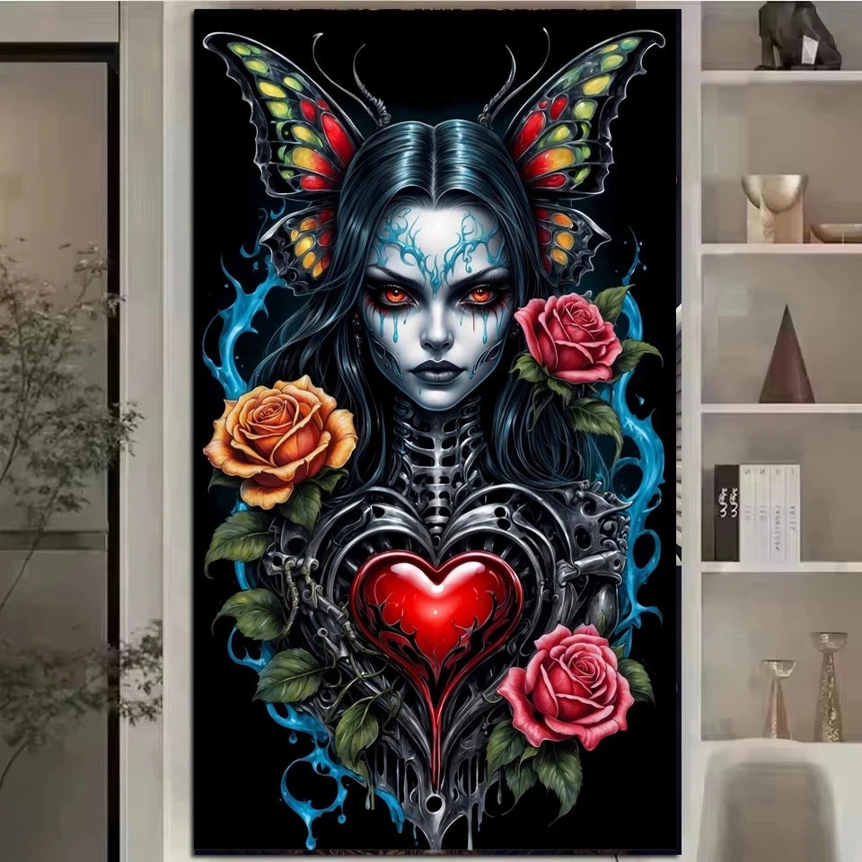 Gossamer Requiem – Skeleton & Butterfly Diamond Painting Kit