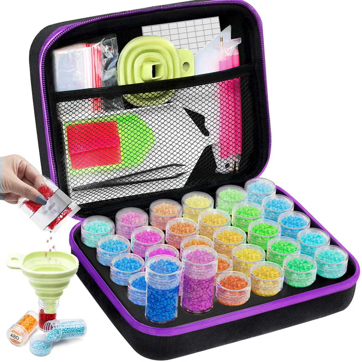 CraftCarry Diamond Painting Storage Case with Tools – 30, 60 or 120 Compartments