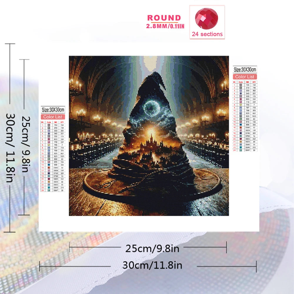 Moonlit Castle Wizard Hat Diamond Painting Kit