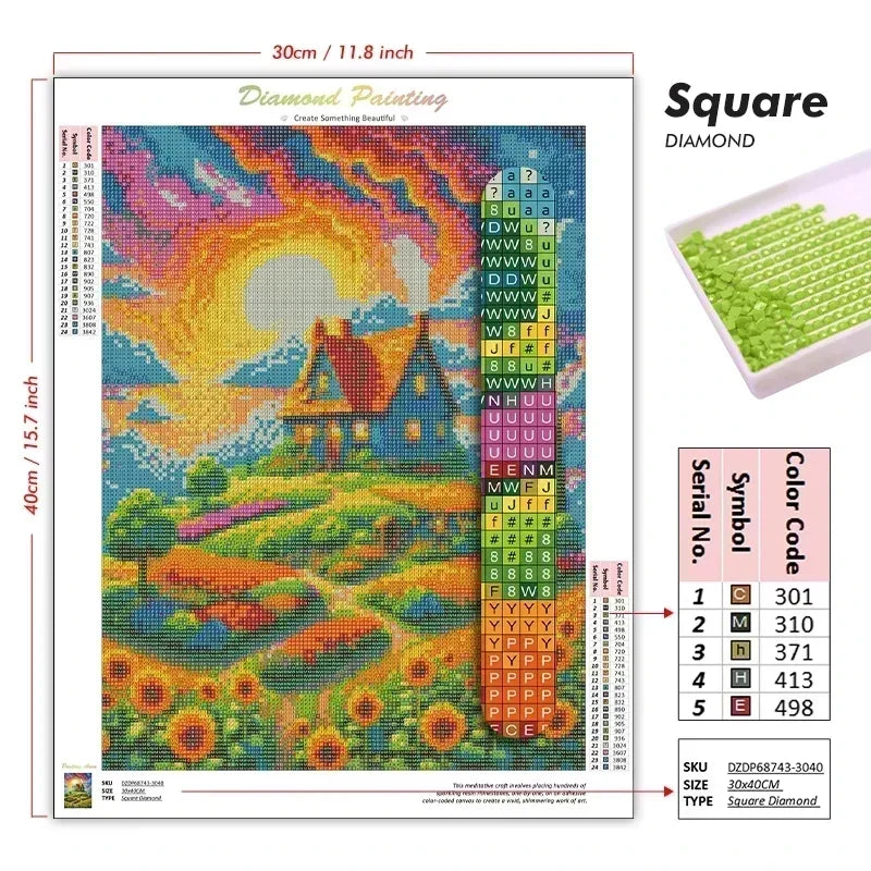 Summit at Sundown – Mountain Lake Diamond Painting Kit