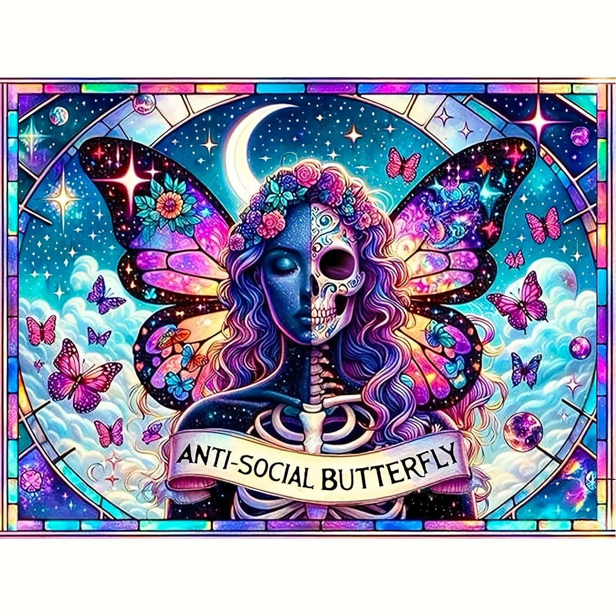 Anti-Social Butterfly Skeleton Diamond Painting Kit