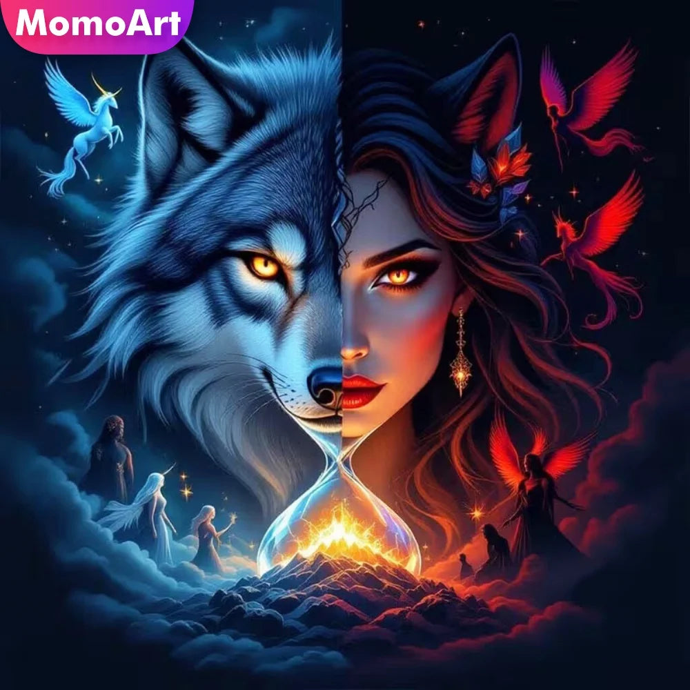 Moonfire Wolf & Maiden Diamond Painting Kit
