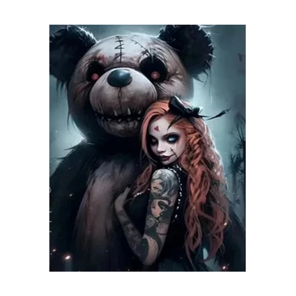 Midnight Companions – Gothic Girl & Bear AB Diamond Painting Collection
