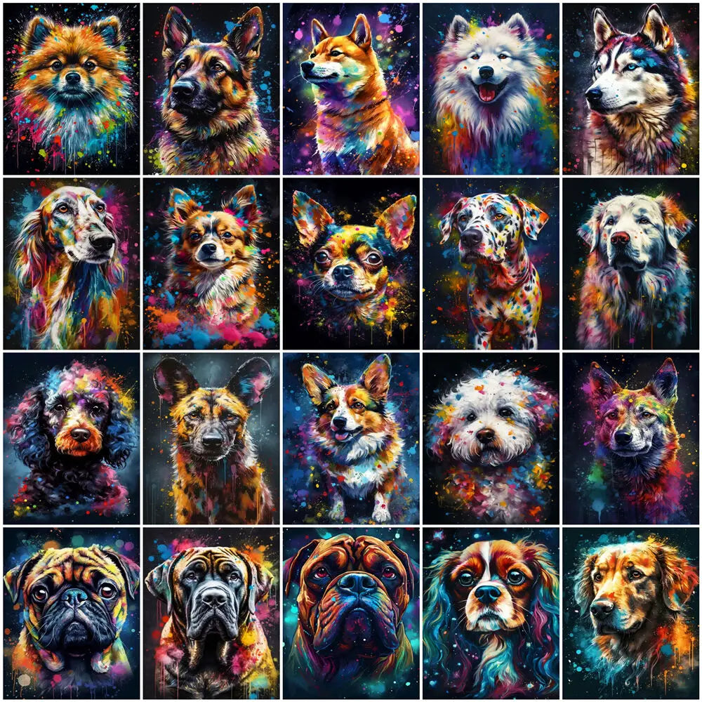 Neon Paws Dog Collection Diamond Painting Kit