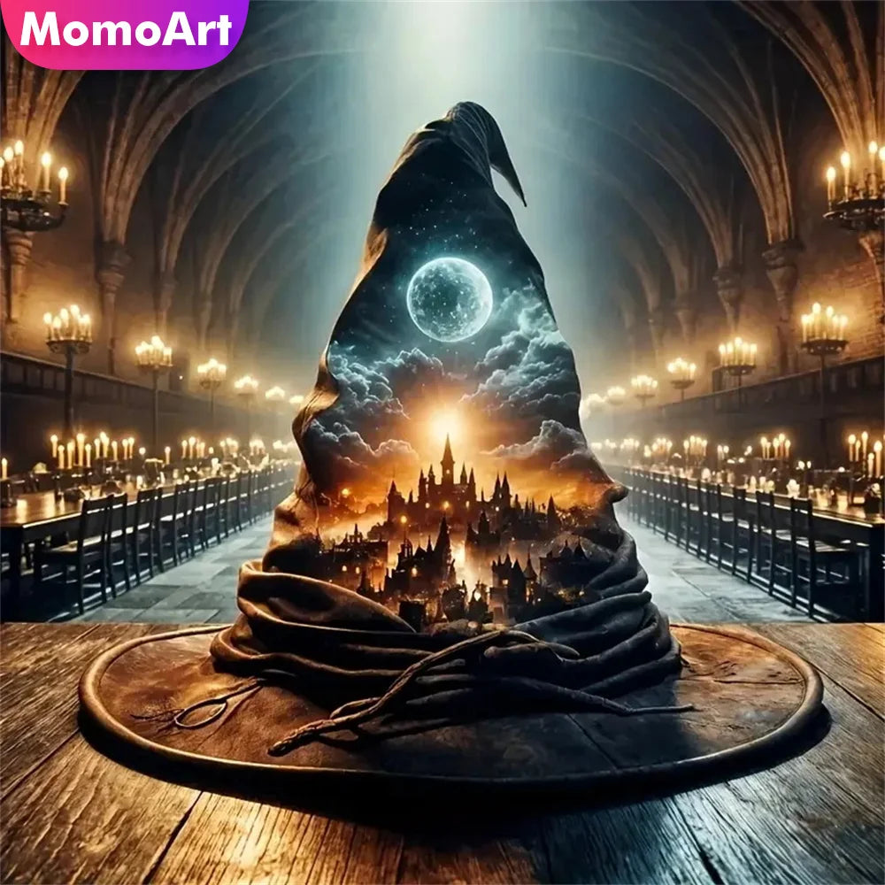Moonlit Castle Wizard Hat Diamond Painting Kit