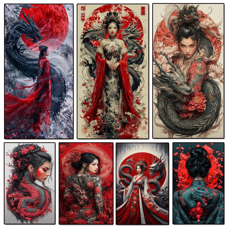 Sakura & Dragons – Japanese Fantasy Diamond Painting Collection