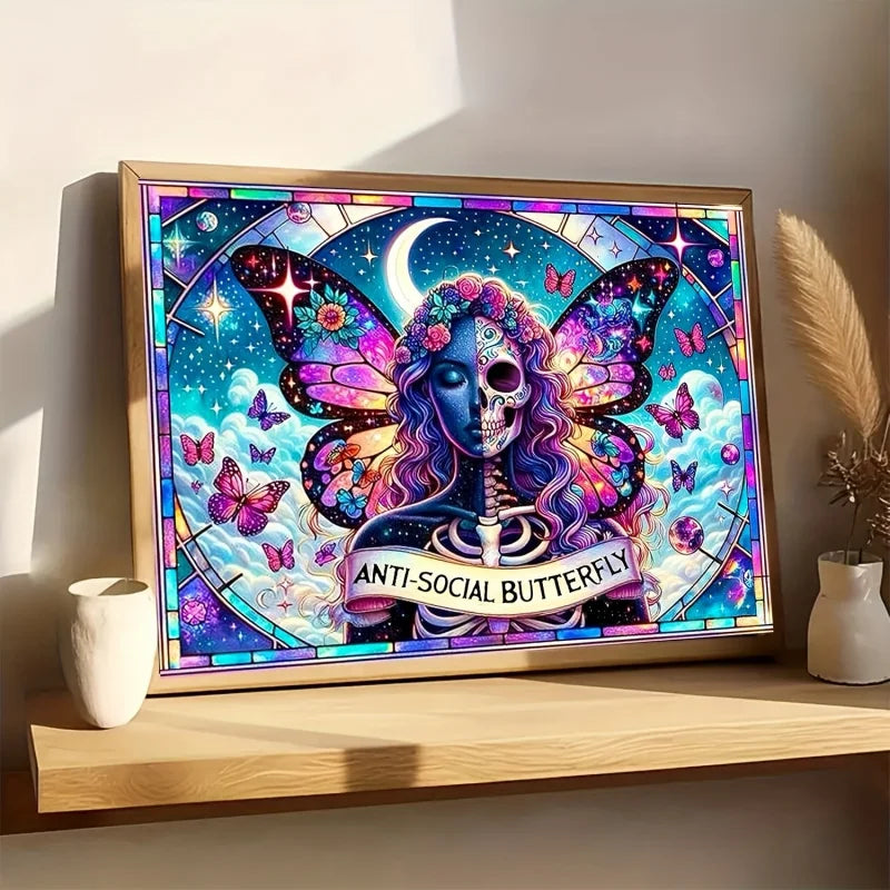 Anti-Social Butterfly Skeleton Diamond Painting Kit