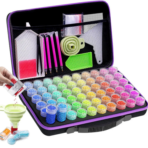 CraftCarry Diamond Painting Storage Case with Tools – 30, 60 or 120 Compartments — 60 Green Tool included in Celestial Sparkle Bundle