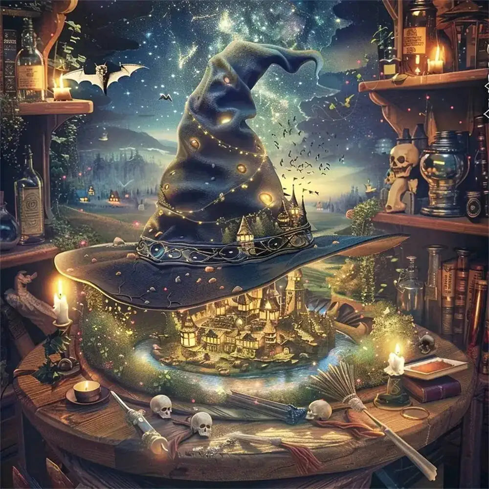 Enchanted Study Wizard Hat Diamond Painting Kit