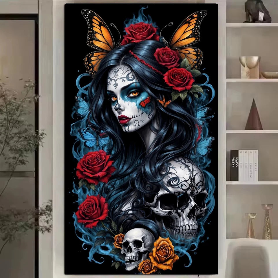 Veil of Shadows – Skull Woman Diamond Painting Kit