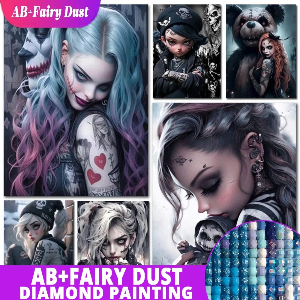 Midnight Companions – Gothic Girl & Bear AB Diamond Painting Collection