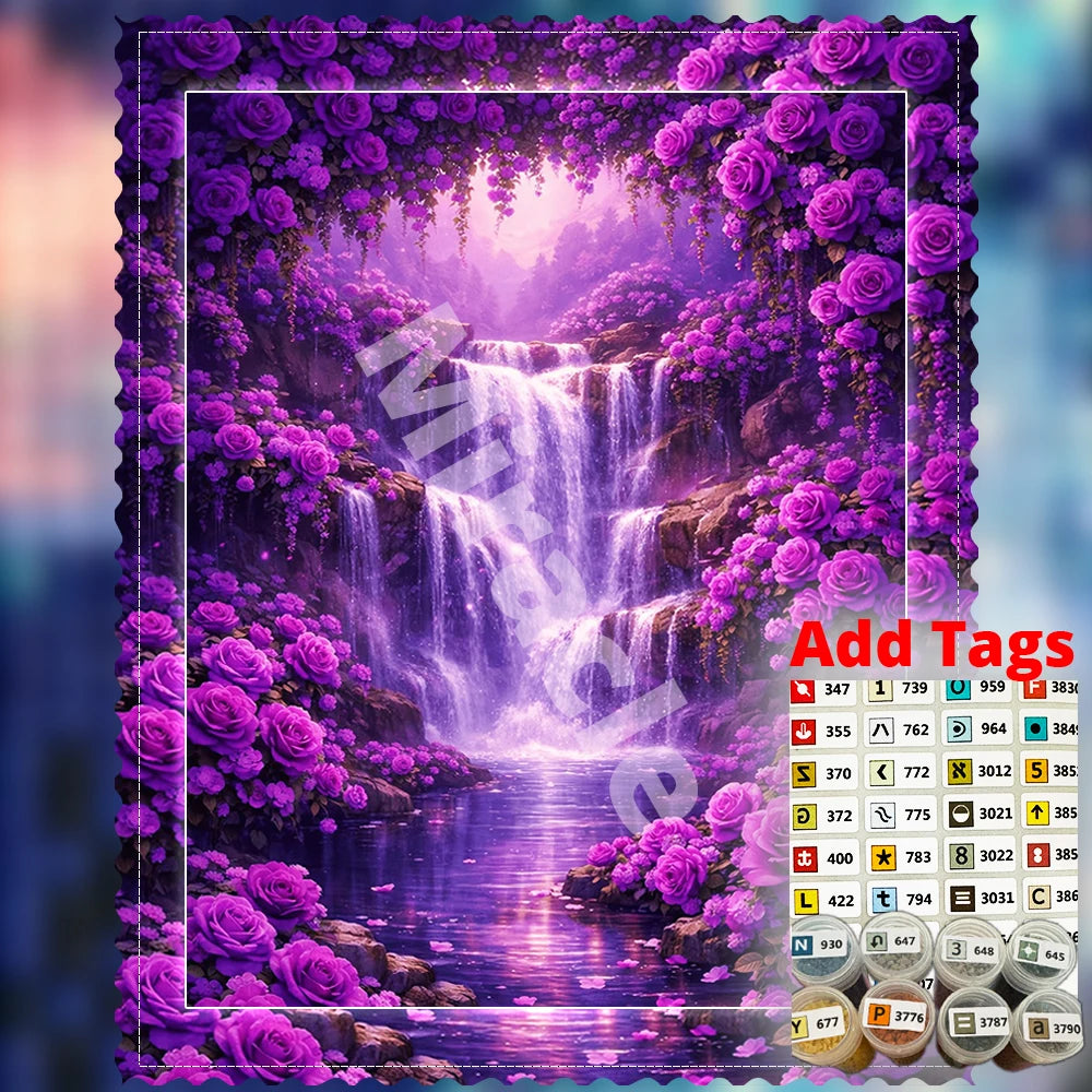 Mystic Violet Waterfall AB &amp; Fairy Dust Diamond Painting Kit — 4-5 / AB FD Square 40x50cm included in Violet Cascade – AB &amp; Fairy Dust Bundle