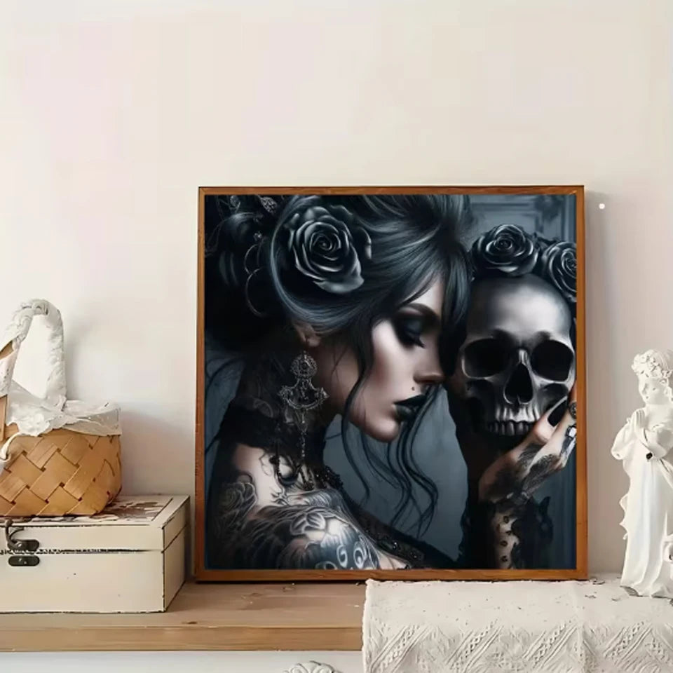 Black Rose Gothic Woman Diamond Painting Kit