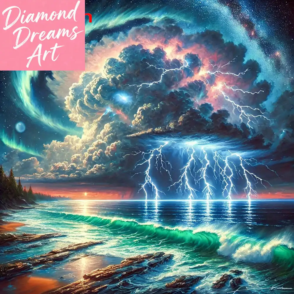 Tempest Tide – Lightning Seascape Diamond Painting Kit