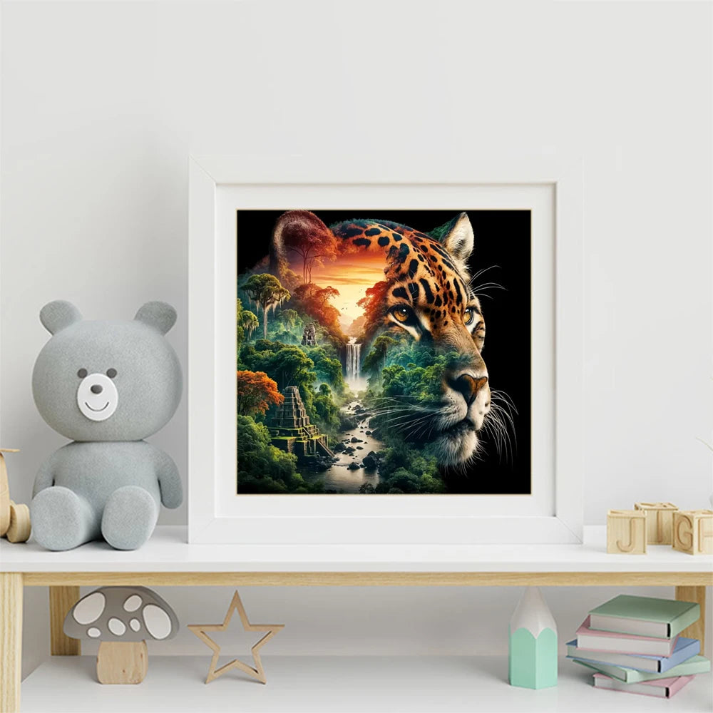 Jungle Falls Leopard Diamond Painting Kit
