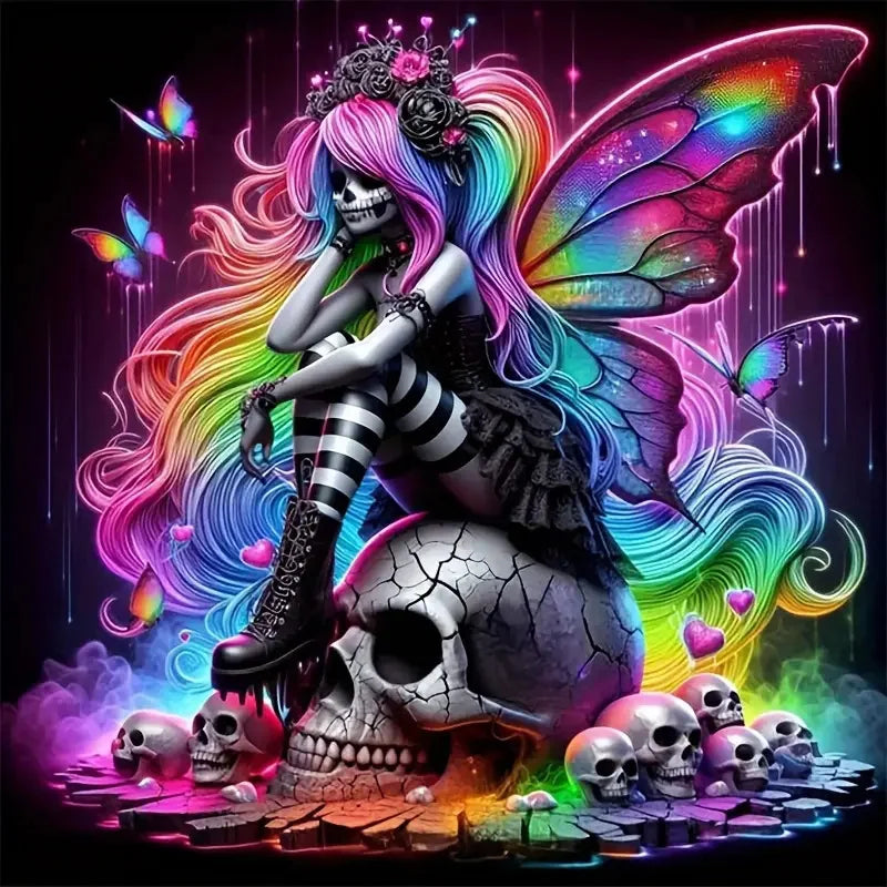 Gothic Girl & Skull Diamond Painting Kit