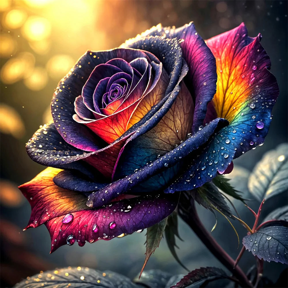 Spectrum Bloom – Rainbow Rose Diamond Painting Kit