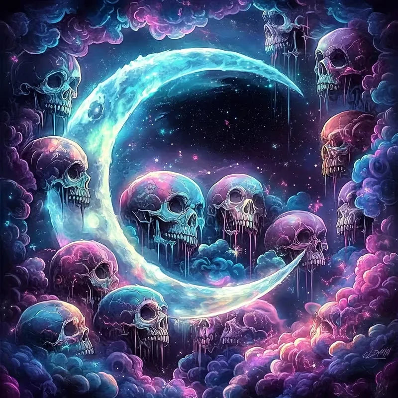 Moon of Skulls – Gothic Diamond Painting Kit