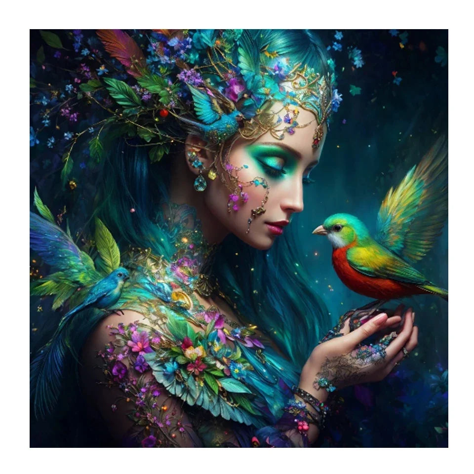 Avian Companions – Woman & Bird Diamond Painting Collection